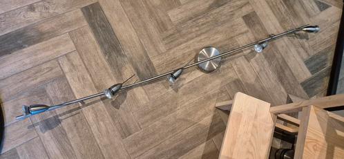 Plafondlamp geborsteld chroom inclusief spots, Huis en Inrichting, Lampen | Spots, Zo goed als nieuw, Plafondspot of Wandspot