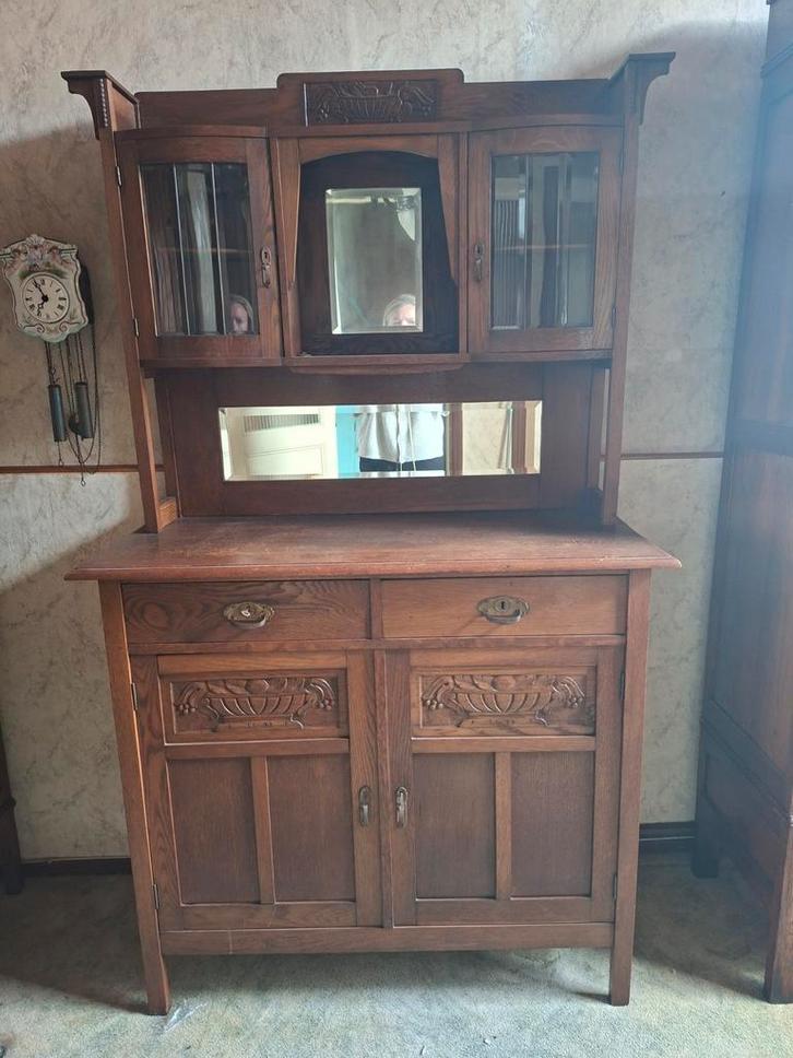 Buffetkast met spiegels en glasdeurtjes, Huis en Inrichting, Kasten | Buffetkasten, Gebruikt, 150 tot 200 cm, 100 tot 150 cm, 25 tot 50 cm