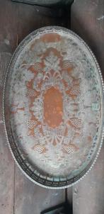 Dienblad koper verzilverd brocante, Huis en Inrichting, Woonaccessoires | Dienbladen, Ophalen of Verzenden, Gebruikt, Ovaal, Overige materialen