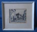 Litho naar aquarel De Rue Norvins in Parijs gesign. Herbelot, Antiek en Kunst, Ophalen of Verzenden