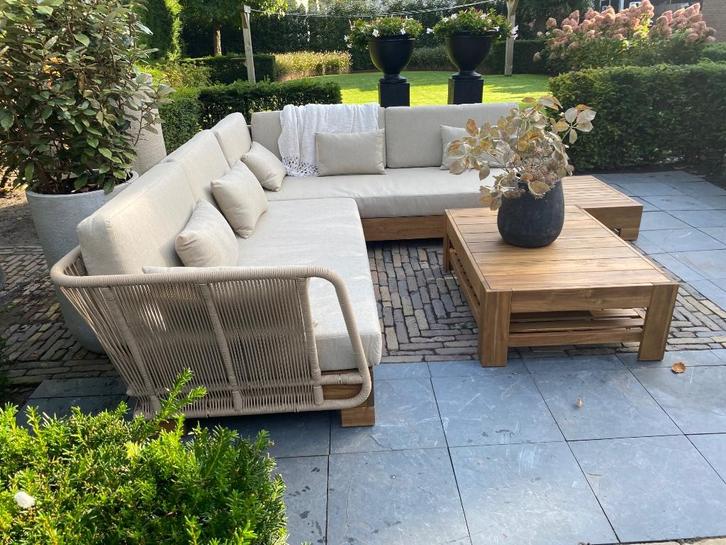 Luxe Zonkey Liss Loungebank - TOTALE LEEGVERKOOP  op=op, Tuin en Terras, Tuinsets en Loungesets, Nieuw, Loungeset, Hout, 6 zitplaatsen