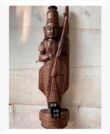 Prachtig houten beeld, Indonesië, luit speler, 27 cm beschikbaar voor biedingen