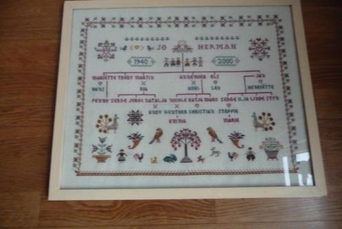 Geborduurde merklap 54 x 43 cm Prijs € 9 De merklap is ingel, Hobby en Vrije tijd, Borduren en Borduurmachines, Zo goed als nieuw