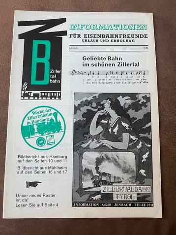 Zillertalbahn Informationen tijdschrift 7/1971 beschikbaar voor biedingen