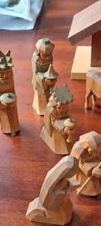 Vintage gesneden houten Erzgebirge kerstkribbe Duits met 17, Antiek en Kunst, Ophalen of Verzenden
