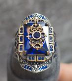 Zilveren 925  heren ring met sapphire steen, Ophalen of Verzenden, Nieuw, Zilver, Heer