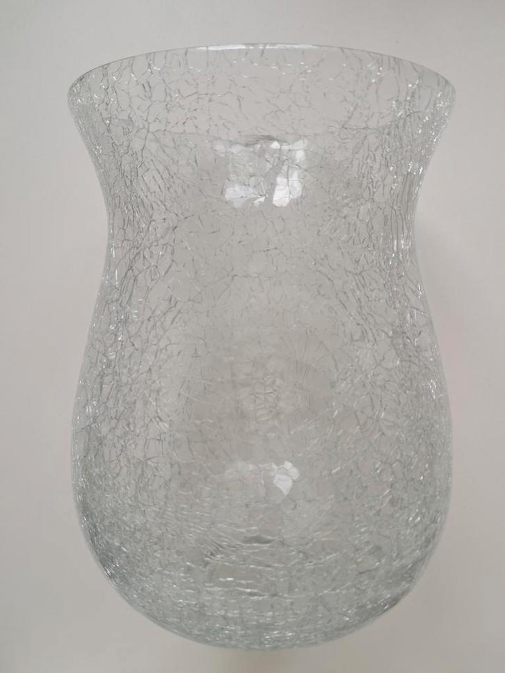 Grote Crackle Glas Vaas, Huis en Inrichting, Woonaccessoires | Vazen, Zo goed als nieuw, Wit, 50 tot 75 cm, Glas, Ophalen of Verzenden