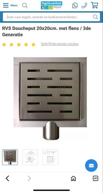 RVS Doucheput 20x20cm met Flens NIEUW! beschikbaar voor biedingen