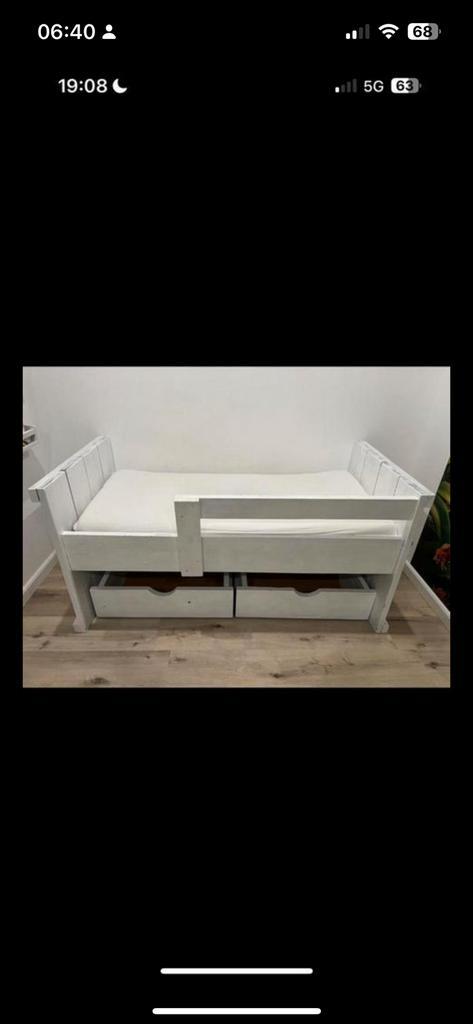 Peuterbed steigerhout met lades 1,62x80x64, Kinderen en Baby's, Kinderkamer | Bedden, Zo goed als nieuw, Ophalen of Verzenden