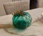 Glazen pompoen - Teal met gouden accenten, Antiek en Kunst, Verzenden