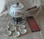 Vintage Fondue Set met Bloemmotief, Ophalen of Verzenden, Gebruikt