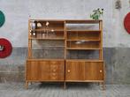 Vintage Jaren 60 Wandmeubel Mid Century Design Vitrinekast 1, Gebruikt, Metaal, 150 tot 200 cm, Ophalen of Verzenden