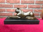 prachtig gestileerd bronzen beeld, rustende kat, Antiek en Kunst, Ophalen of Verzenden