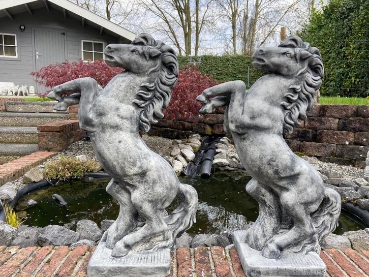 Set Steigerende Paarden, Tuin en Terras, Tuinbeelden, Nieuw, Dierenbeeld, Beton, Ophalen