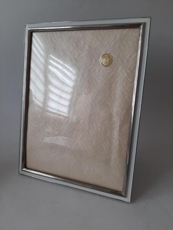 oude fotolijst bol glas wit/zilverkleurig (498f), Audio, Tv en Foto, Fotografie | Fotolijsten, Zo goed als nieuw, Ophalen of Verzenden