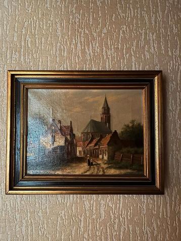 Schilderij: Dorpsgezicht met Kerk beschikbaar voor biedingen