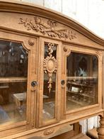 Frans eiken landelijke kast buffetkast met vitrine, Ophalen