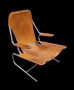 Zeldzame zadelleren 50's design lounge fauteuil # armchair, Ophalen of Verzenden