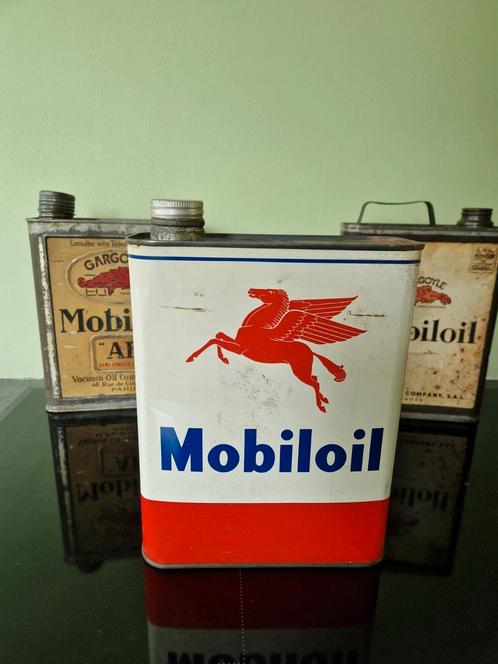 Mobiloil olieblik met Pegasus, Verzamelen, Blikken, Zo goed als nieuw, Overige, Overige merken, Ophalen of Verzenden