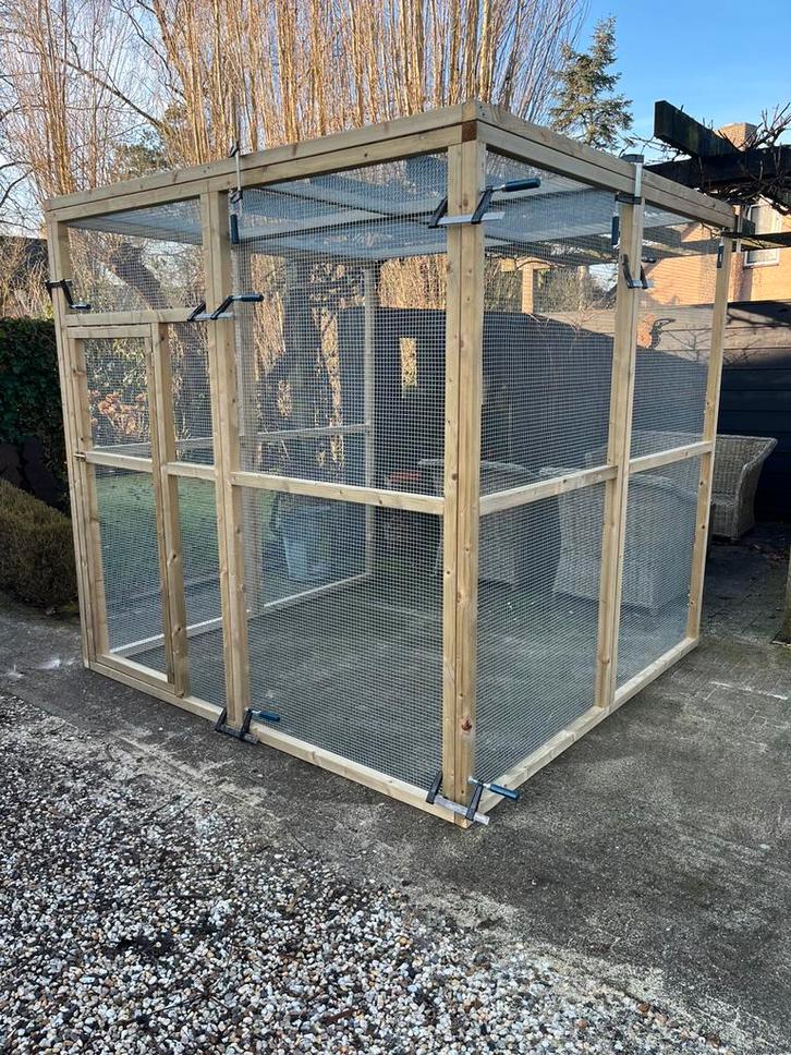 Nieuwe houten voliere, kattenren, kippenren, konijnenren, Dieren en Toebehoren, Vogels | Hokken en Kooien, Nieuw, Volière, Hout