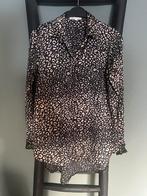 Panter luipaard blouse satijn look S blouses zwart crème, Verzenden, Zo goed als nieuw, Maat 36 (S), Overige kleuren