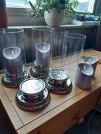 4 Zilverkleurige Kaarswindlichten met LED Kaarsen, Ophalen