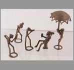 Bronzen groep 5 figuurtjes Ashanti Ghana (251002-02), Ophalen of Verzenden
