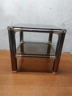 Vintage Italiaans design bijzettafel – chroom & rookglas, Ophalen of Verzenden
