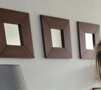 3 spiegels hout, Huis en Inrichting, Woonaccessoires | Spiegels, Ophalen, Zo goed als nieuw, Vierkant