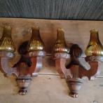 2 brocante houten armaturen voor kaarsen, Verzenden