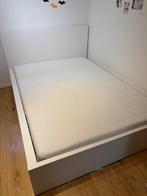 IKEA MALM 140/200 cm met 2 bedlades + lattenbodem+foammatras, Ophalen, Gebruikt, Wit, Tweepersoons