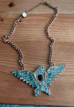 Blauwe vogel ketting met strass, Overige materialen, Met strass, Blauw, Ophalen of Verzenden