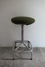 Vintage kruk chroom stof groen, Ophalen of Verzenden, Gebruikt, IJzer