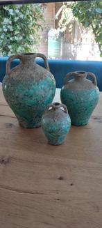 Set van 3 kruiken PTMD Collection hoogte 16cm, 22cm en 30cm, Ophalen of Verzenden, Zo goed als nieuw, Blauw, Minder dan 50 cm
