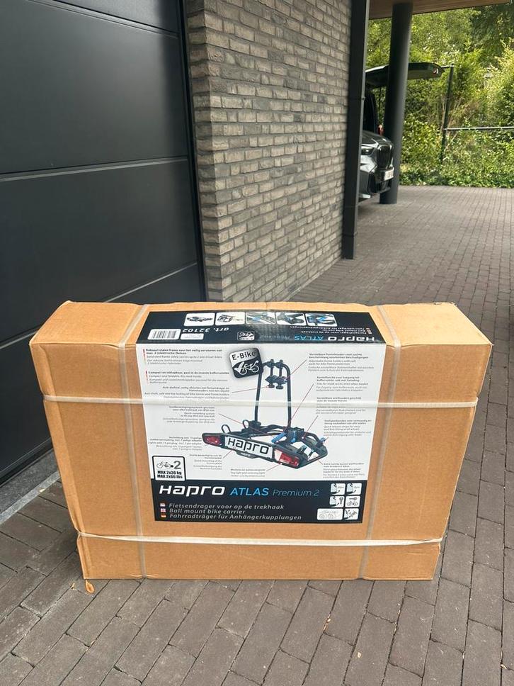 Nieuw in doos Hapro atlas premium 2 fietsendrager, garantie, Auto diversen, Fietsendragers, Nieuw, Trekhaakdrager, 2 fietsen, Brede banden
