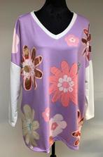 Superleuke wit/lila tuniek met bloemen MADE IN ITALY 52/54, Kleding | Dames, Ophalen of Verzenden, Zo goed als nieuw, Wit, Blouse of Tuniek