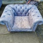 Chesterfield club fauteuil jeans blauw + GRATIS BEZORGD, Huis en Inrichting, Fauteuils, Chesterfield, Gebruikt, Leer, Ophalen of Verzenden