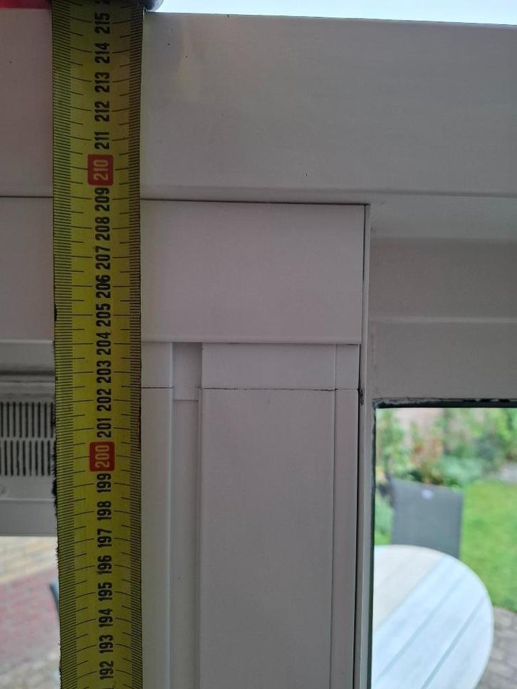 Plissé schuifhordeur Unilux wit, Doe-het-zelf en Verbouw, Deuren en Horren, Zo goed als nieuw, Hordeur, 200 tot 215 cm, 120 cm of meer