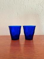 Twee kobaltblauwe glazen Duralex, Ophalen of Verzenden