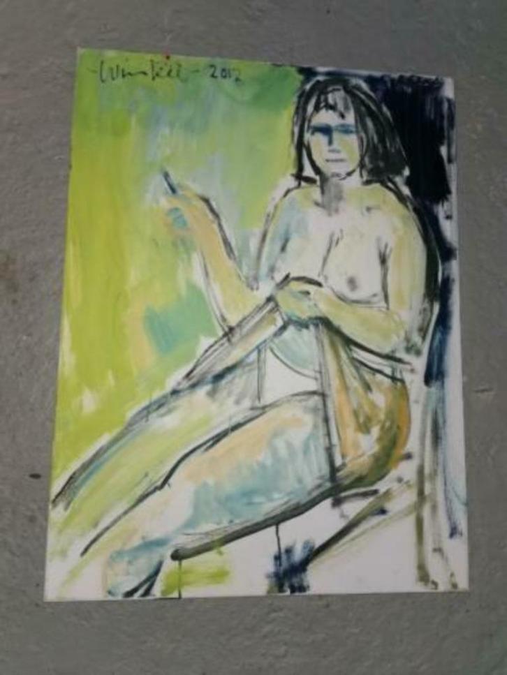 Erotisch Origineel werk van Arien Winkel, Antiek en Kunst, Kunst | Schilderijen | Klassiek, Ophalen