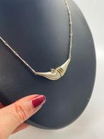 B17 Prachtige zilveren bicolor ketting Finse stijl, Ophalen of Verzenden, X, Met kristal, Zilver