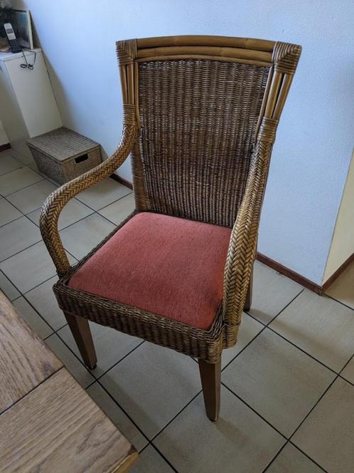 Fauteuils rotan (zes stuks), Huis en Inrichting, Fauteuils, Gebruikt, Hout, Riet of Rotan, Stof, 50 tot 75 cm, Minder dan 75 cm