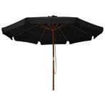 Parasol met houten paal 330 cm zwart, Tuin en Terras, Parasols, Gah, Ggg, Nieuw, Ophalen of Verzenden