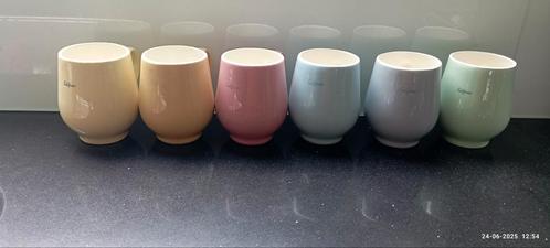 6 bolle buik bekers, Regout pastel California, Antiek en Kunst, Antiek | Servies los, Ophalen of Verzenden