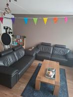 Twee leren bankstellen, Huis en Inrichting, Gebruikt, Ophalen of Verzenden, Rechte bank, Modern