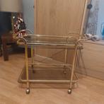Vintage metalen/glazen bar/serveerwagen jaren 70-80, Ophalen of Verzenden