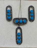Prachtige set van 925 sterling zilver met turkoois, Ophalen of Verzenden, Zilver, Overige typen, Met edelsteen