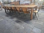 360 cm lange boerentafel met 14 stoelen, Huis en Inrichting, Ophalen, Gebruikt, 200 cm of meer, 50 tot 100 cm