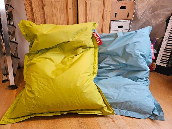 2x Fatboy Junior zitzakken - Netjes en recent bijgevuld, Huis en Inrichting, Zitzakken, Gebruikt, Blauw, Ophalen