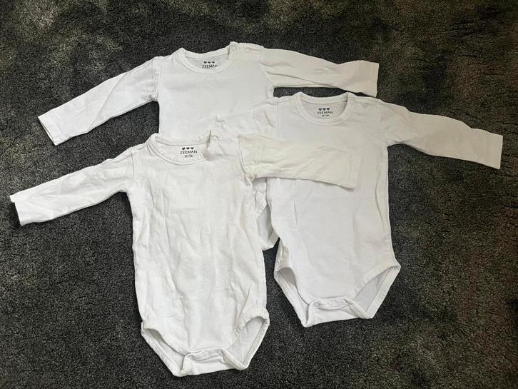 3 rompers lange mouw maat 50/56, Kinderen en Baby's, Babykleding | Maat 50, Zo goed als nieuw, Jongetje of Meisje, Nacht- of Onderkleding